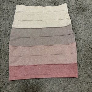 Charlotte Russe Layered Pencil Skirt in Cream and Pink Tones